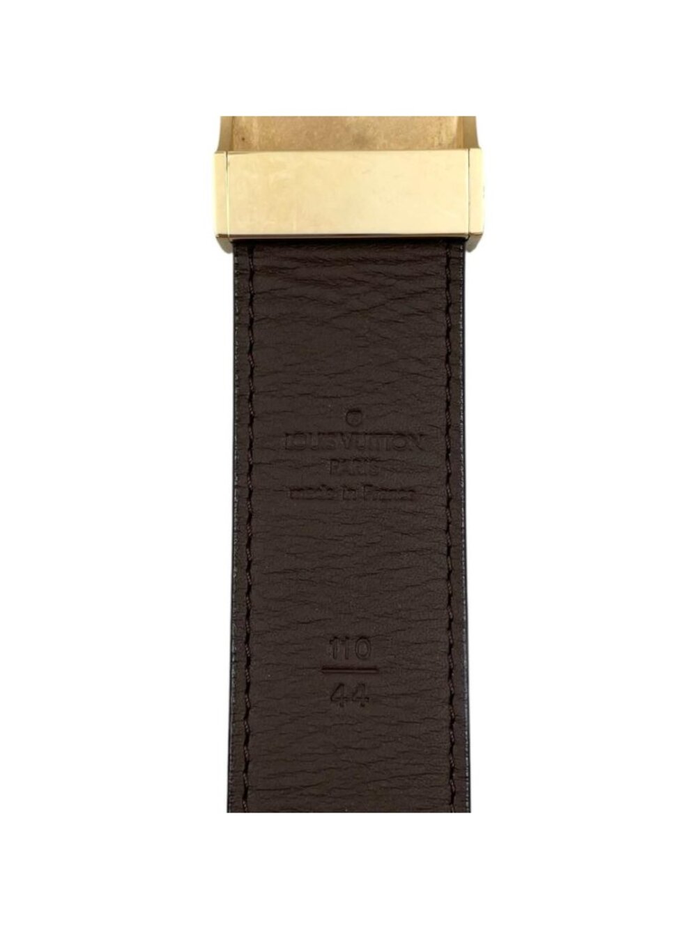 Louis Vuitton Belt Ceinture Carre Damier Ebene Logo Buckle Gold - Picture 9 of 9